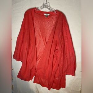 CJ Banks Bright Red Mesh Cardigan